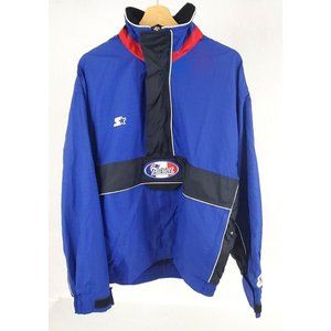 Vtg Starter New England Patriots NFL Pro Line Blue Pullover Jacket w/ Hood Med